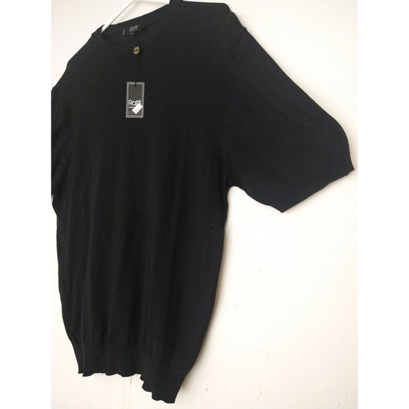 Raffi Linea Uomo Mens Short Sleeve Black Sweater Modal Made In Italy NWT SZ M - Picture 2 of 9